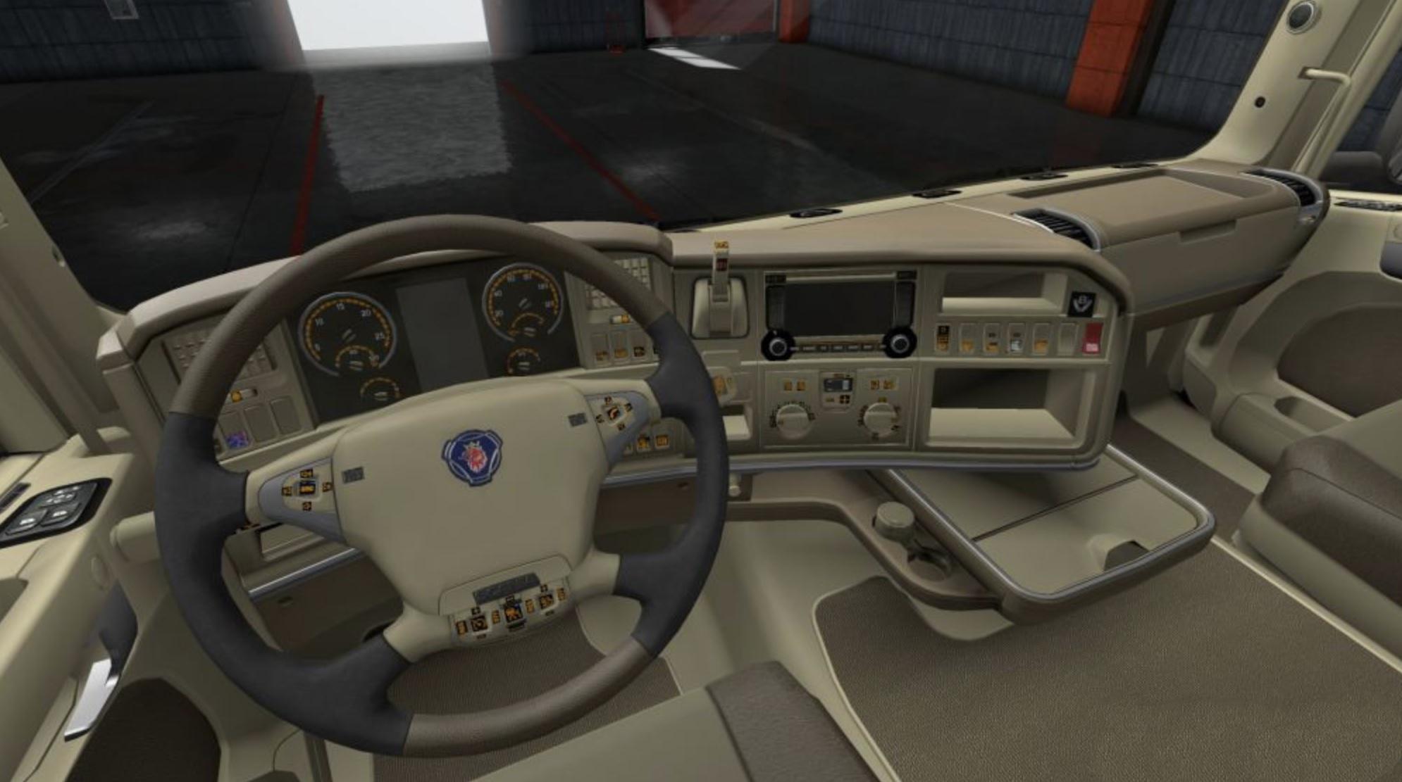 ETS2 - Scania R Lux Beige Leather Interior (1.36.x)