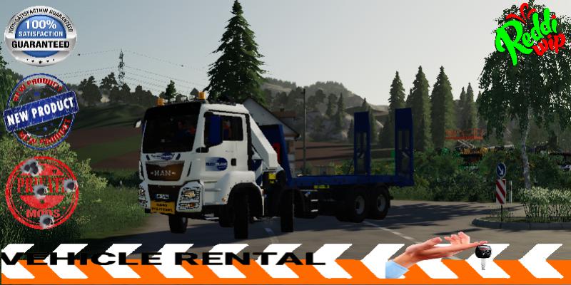 FS19 - Man 8x4 Rental Kran Bleu Blanc V1.5