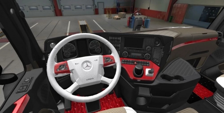 ETS2 - Mercedes-Benz MP4 White - Red - Beige Interior (1.41.x)