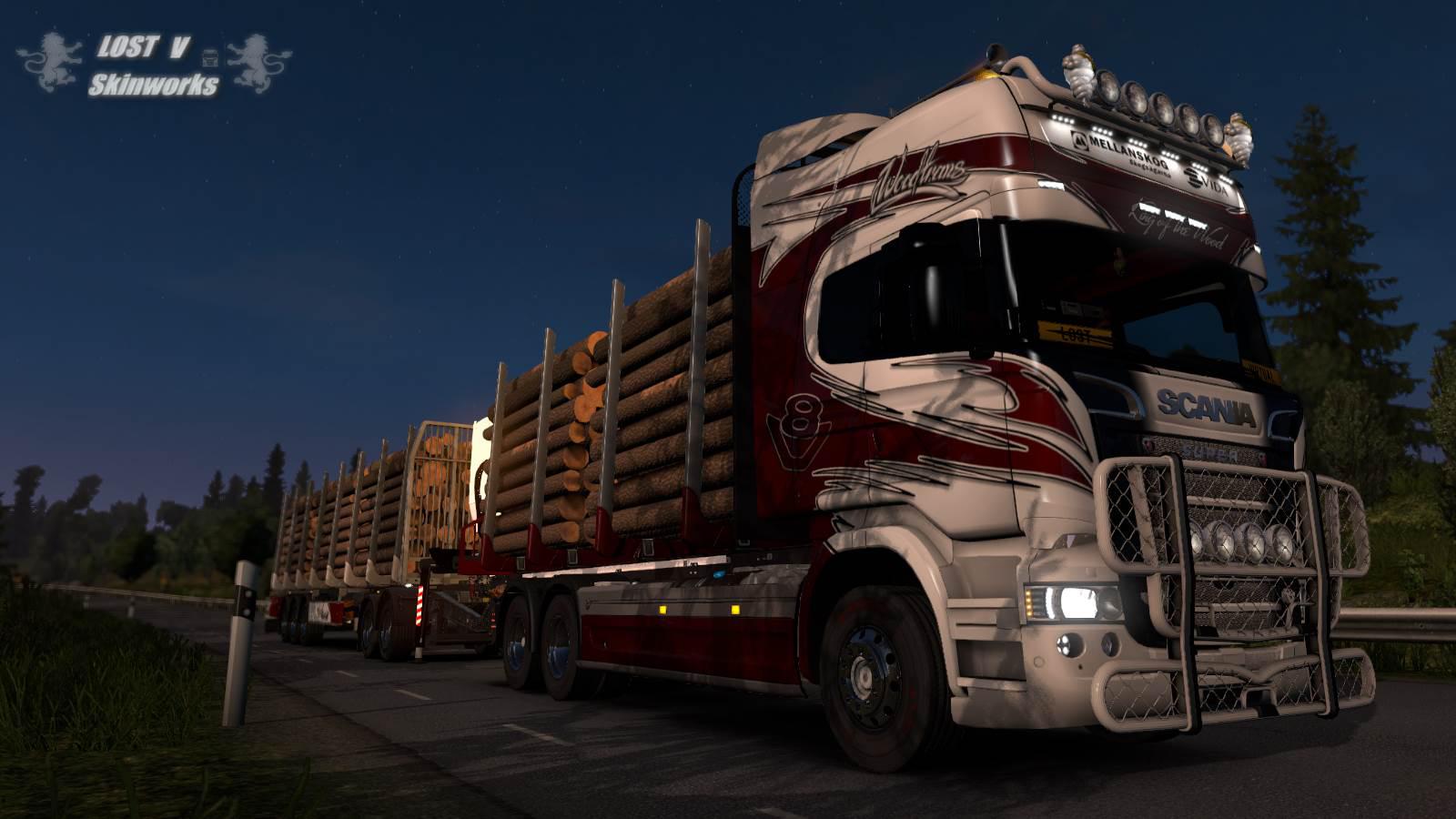 ETS2 - Scania R Woodtrans AB Combo Skin V1.1 (1.36.x)