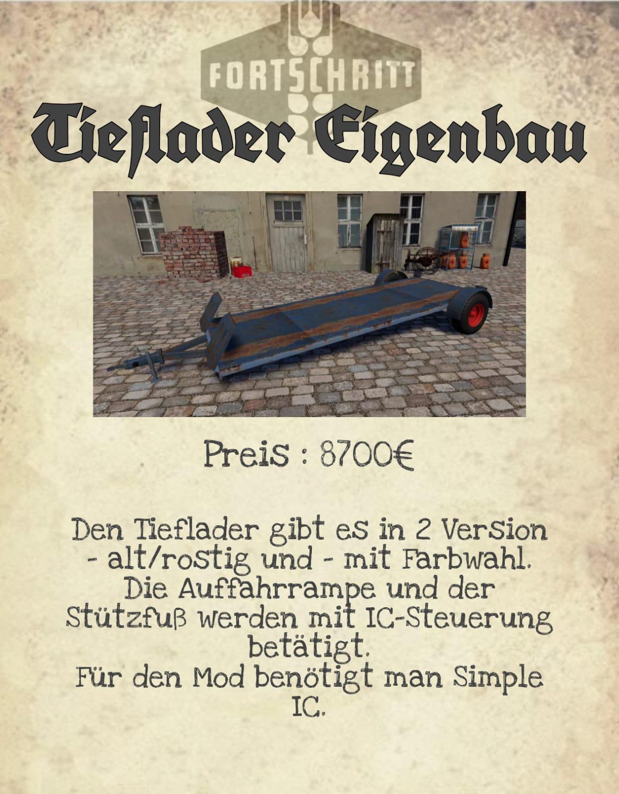 FS19 - Fortschritt Tieflader Eigenbau V1.0