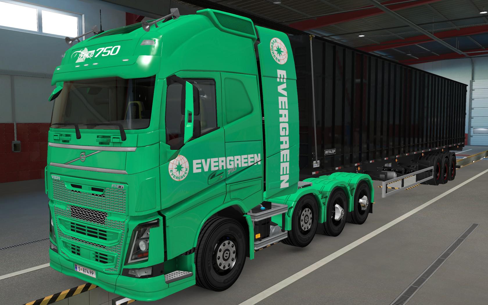 ETS2 - Volvo FH16 2012 8x4 Evergreen Green Skin (1.39.x)
