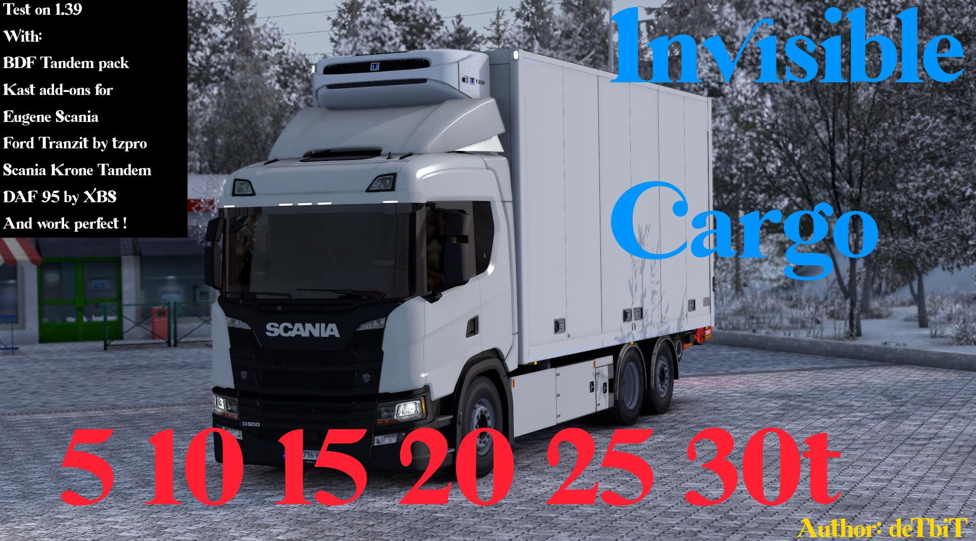 ETS2 - Invisible Cargo Mod for Riggid Trucks V1.0 (1.39.x)