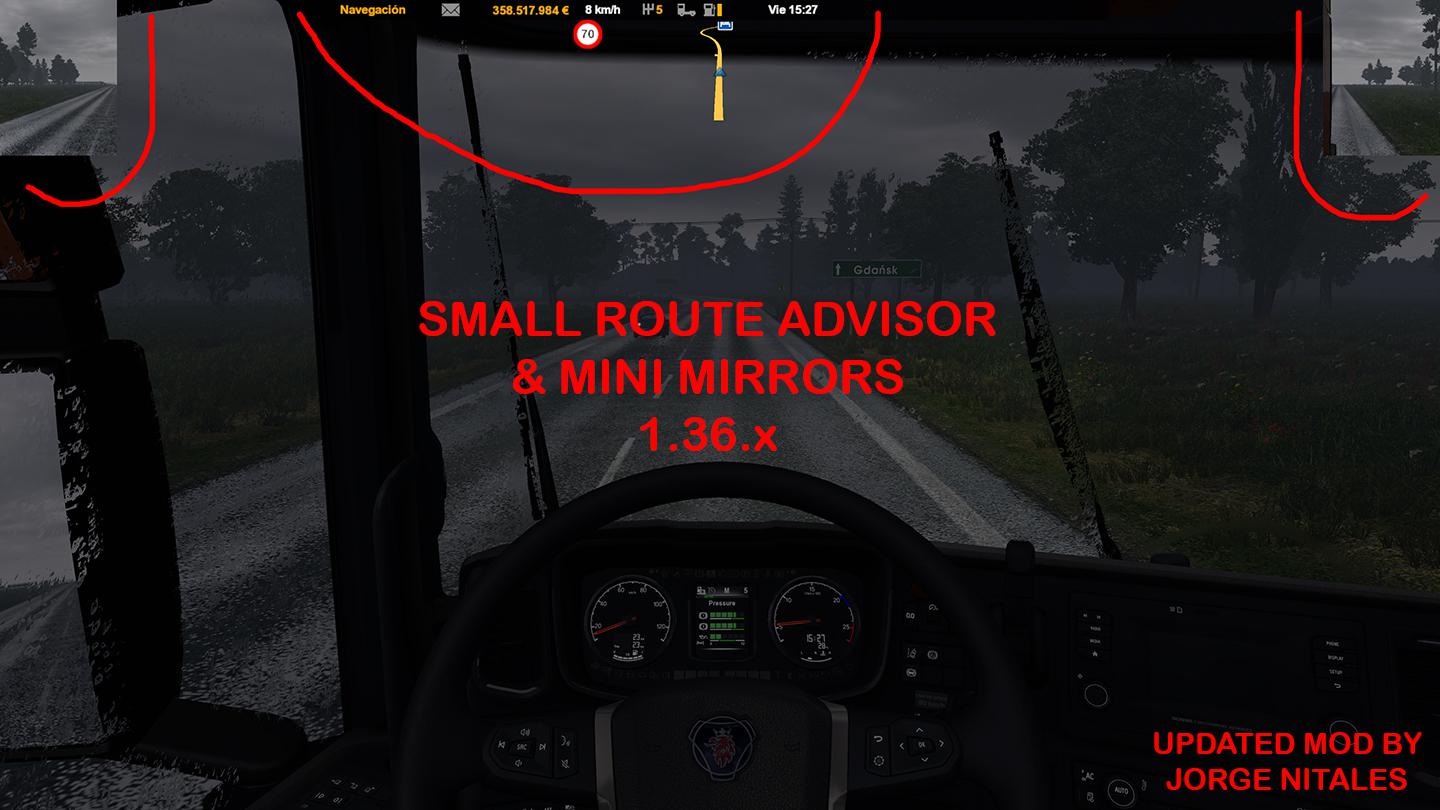 ETS2 - Small Route Advisor & Mini Mirrors (1.36.x)