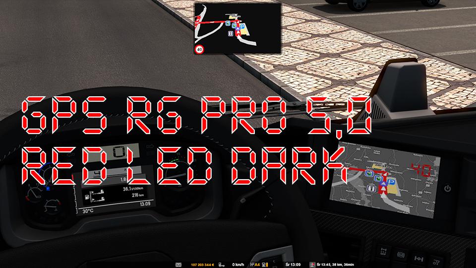 ETS2 - GPS RG Pro Red Led Dark V5 (1.38.x)