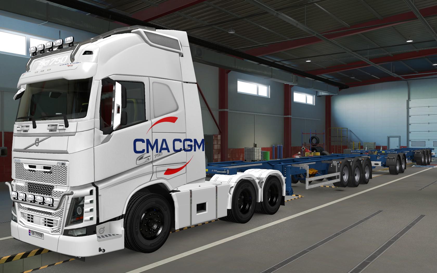 ETS2 - Volvo FH16 2012 CMA CGM White Skin (1.37.x)