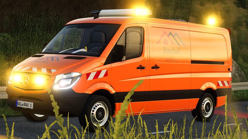 FS19 - Building Yard Geldern Sprinter with Warning Cross V1.0