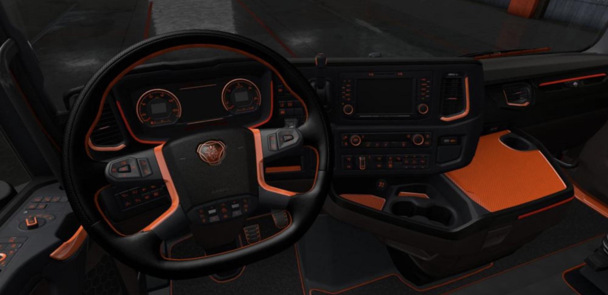 ETS2 - Scania S & R Black - Orange Interior (1.36.x)