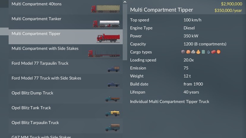 Transport Fever 2 - Individual Multi Compartment Truck Pack