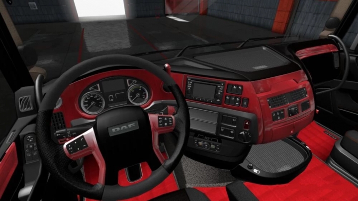 ETS2 - Daf E6 Red Wood Interior (1.41.x)