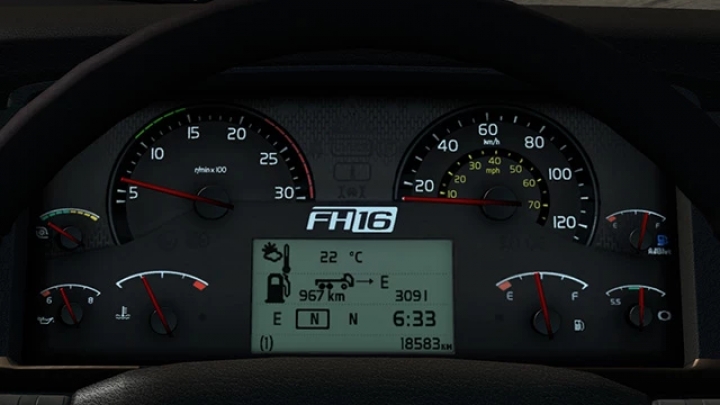 ETS2 - Volvo FH16 2009 HD Gauges (1.40.x)