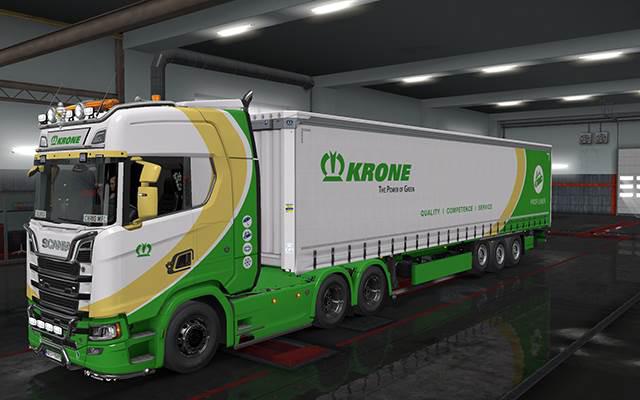 ETS2 - Scania S 2016 + Krone Trailer The Power of Green Skin V1.0 (1.36.x)