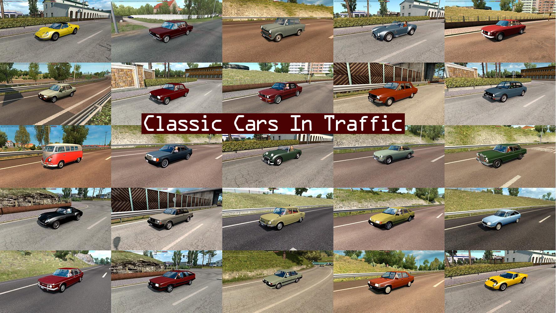 ETS2: GTA V Classic Cars in Traffic Pack v1.9.2 [1.41.x] v 1.9.4 Trucks,  Mods, Other, AI Mod für Eurotruck Simulator 2