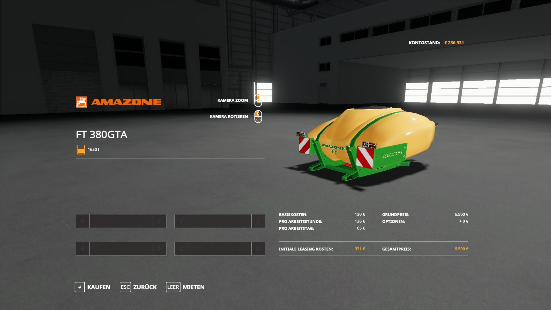 FS19 - Amazone Fronttank Fendt F 380 GTA V1.0.0.1