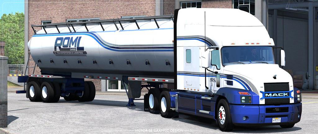 ETS2 - ROML Cargo Mack Anthem and Bulkfeed Trailer Skinpack V1.0 (1.36.x)