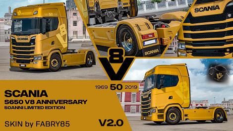ETS2 - Scania V8 Anniversary 50Anni Italian Limited Edition Skin V2.0 (1.35.X)