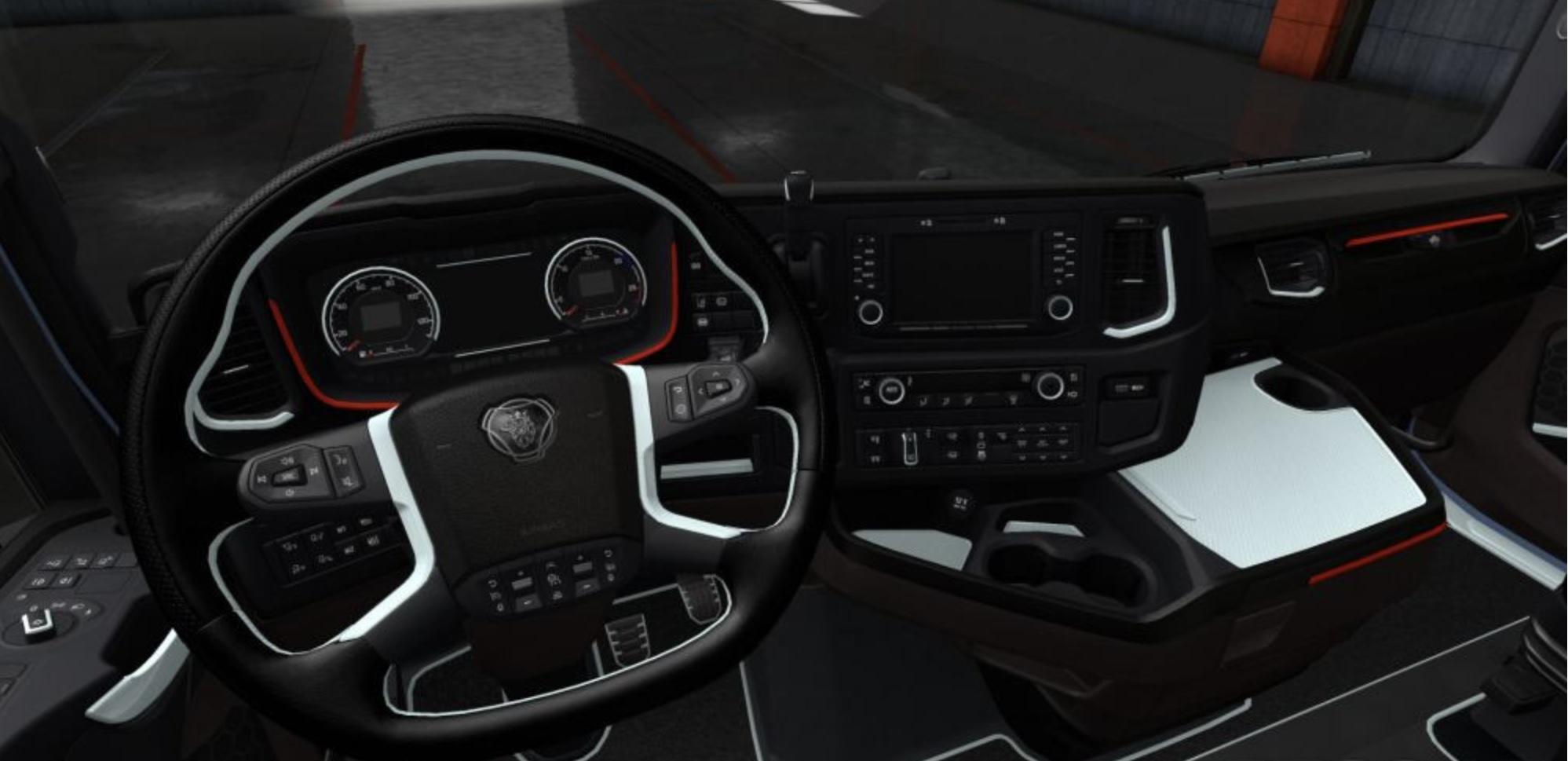 ETS2 - Scania S & R Black - White Interior (1.36.x)