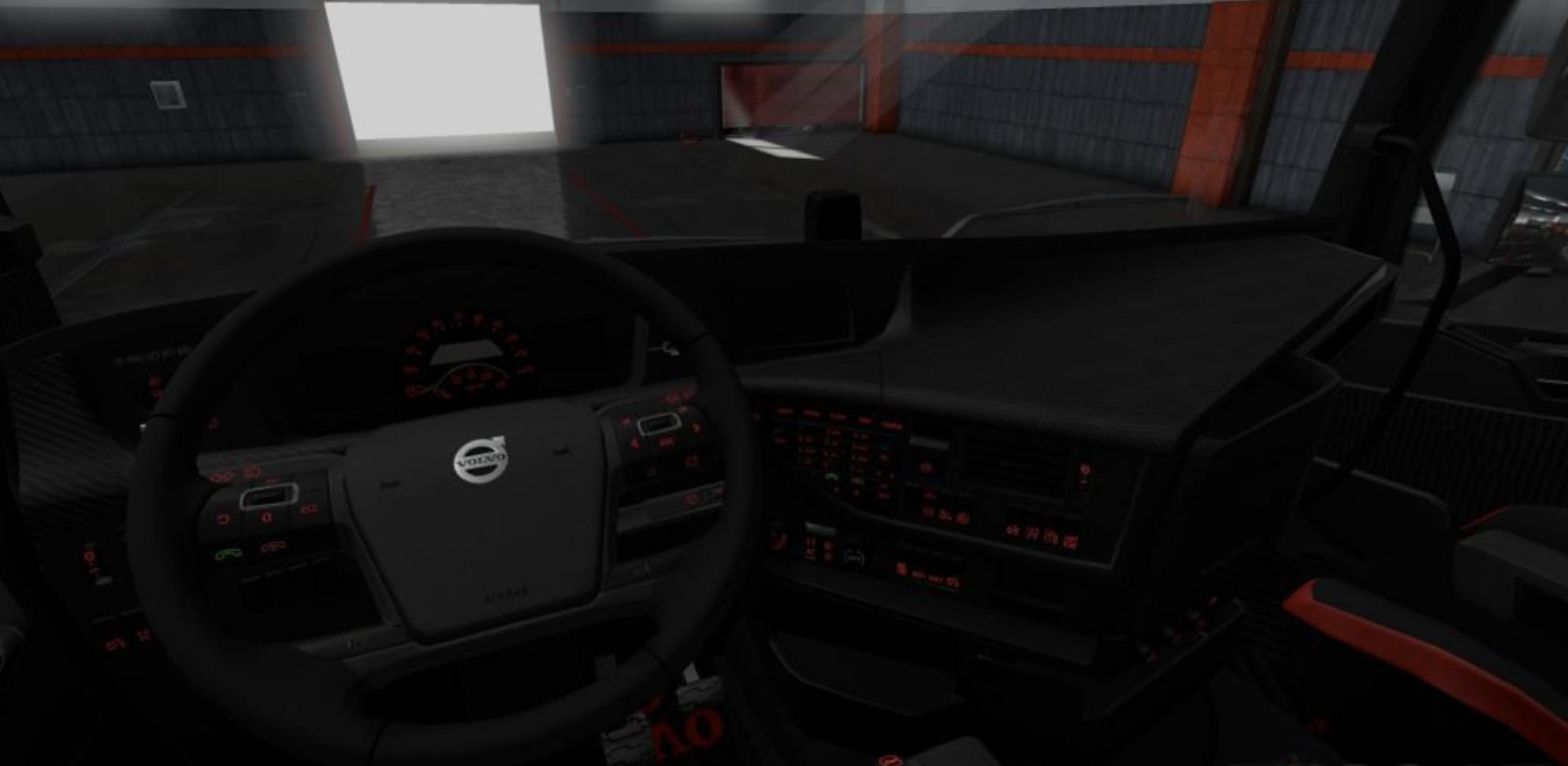 ETS2 - Volvo FH 2012 Black - Red Interior with Red Button Lights (1.36.x)