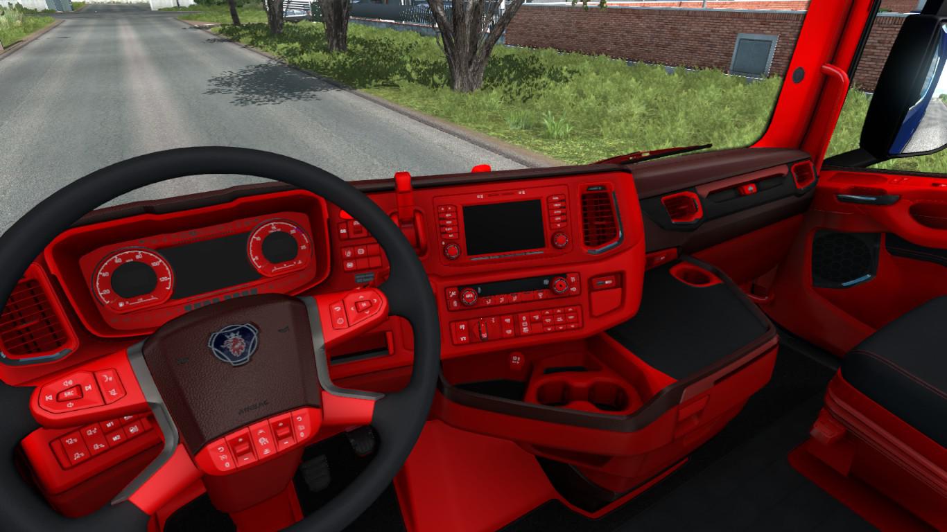 ETS2 Red and Black Interior for Scania V1.0 (1.39.x