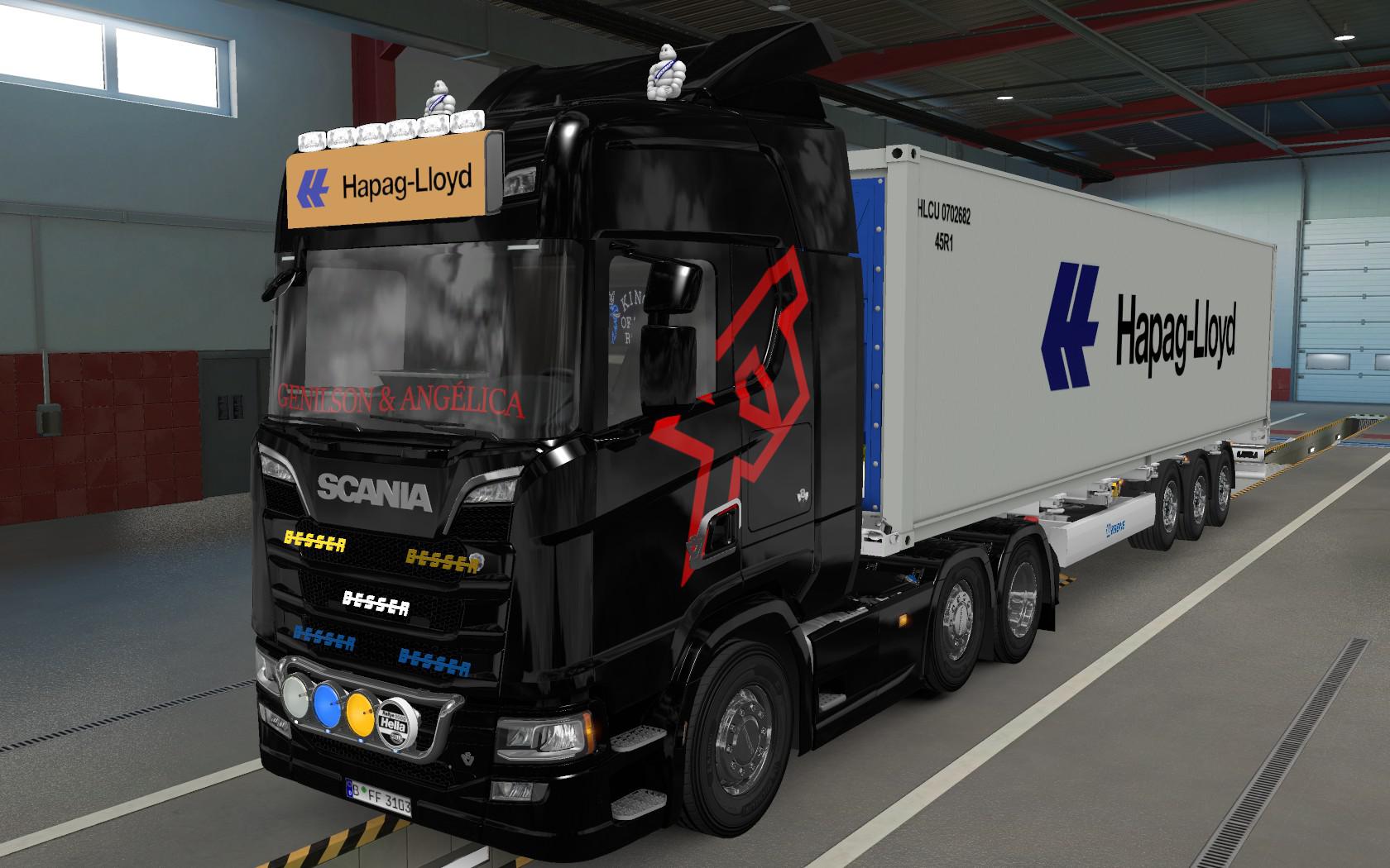 ETS2 - Big Lightbox Scania R And S 2016 Hapag Lloyd Orange (1.39.x)