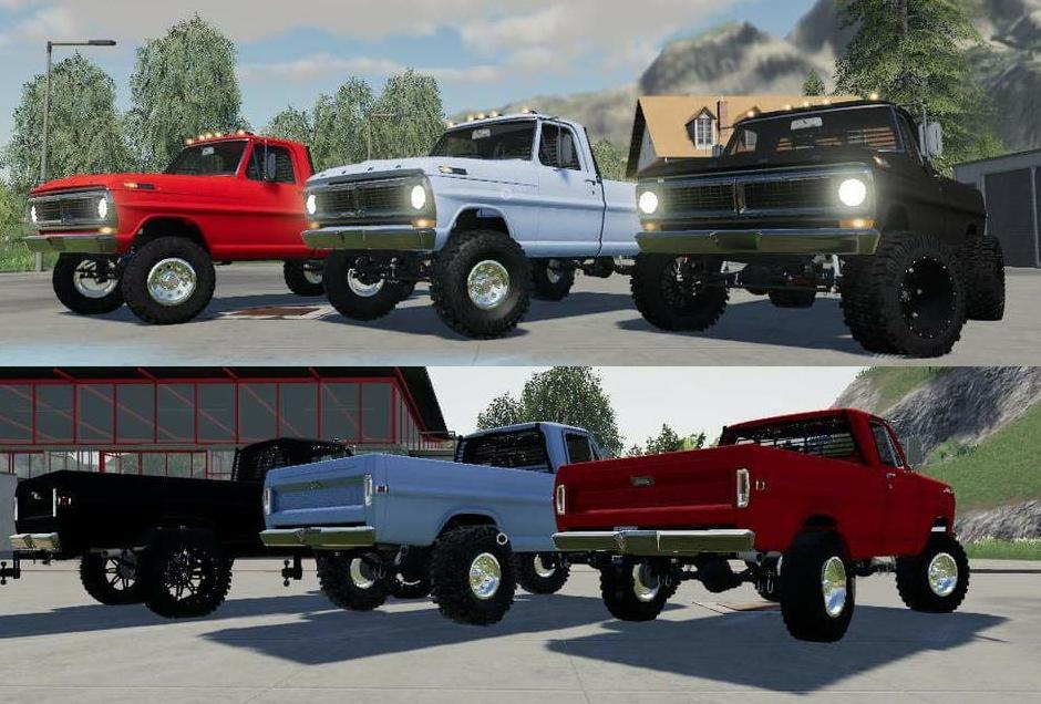 FS19 - 1970 Ford F250 with Colision on Flatbed V1.1