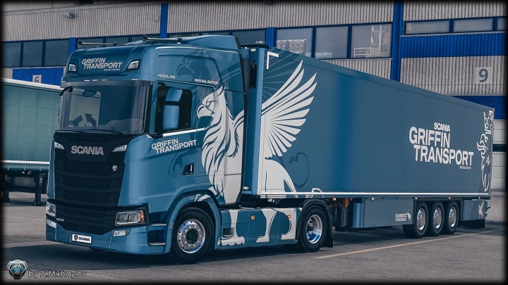 ETS2 - 4K 8K Scania S Griffin Transport Multicolor Combo Skin V1.0 (1.40.x)