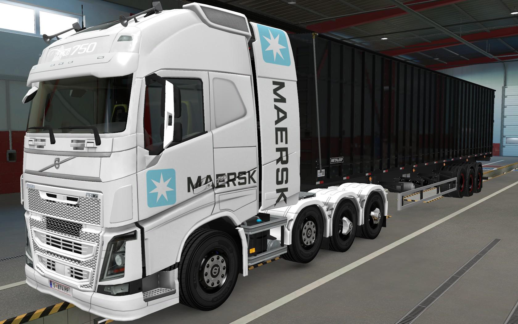 ETS2 - Volvo FH16 2012 8x4 Maersk White Skin (1.39.x)