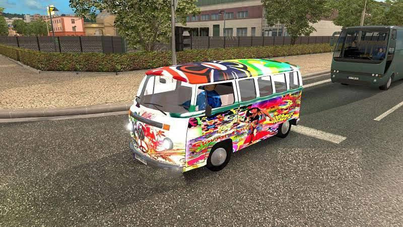 ETS2 - Volkswagen Transporter 2 Hippie in Traffic Mod (1.35.X)