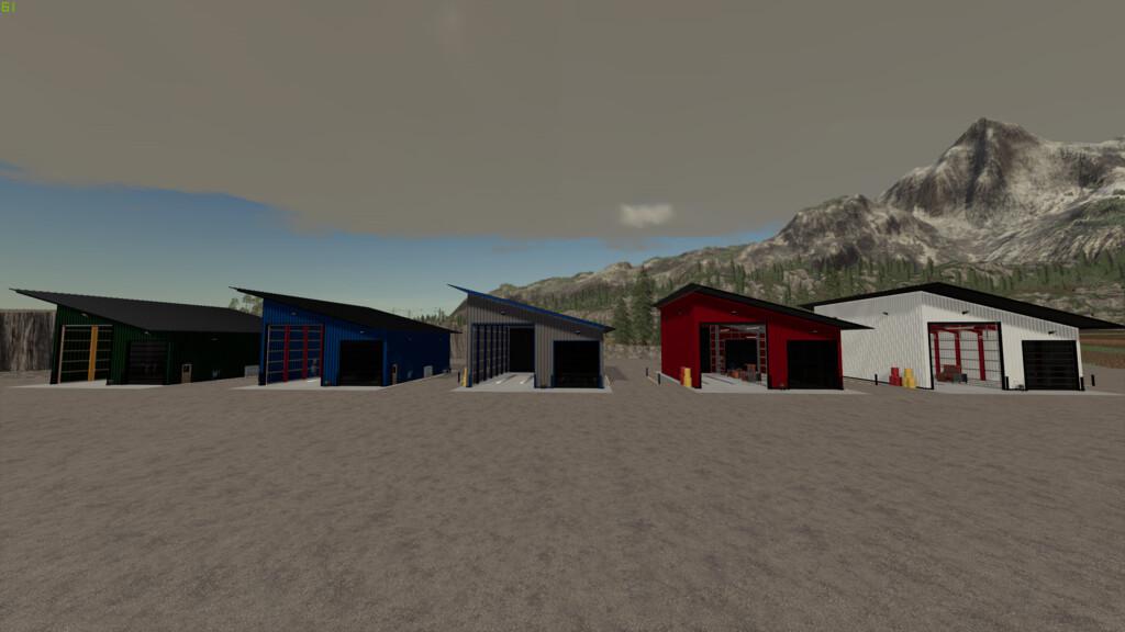 FS19 - Medium Pull Through Workshop With Lift Pack V1.0