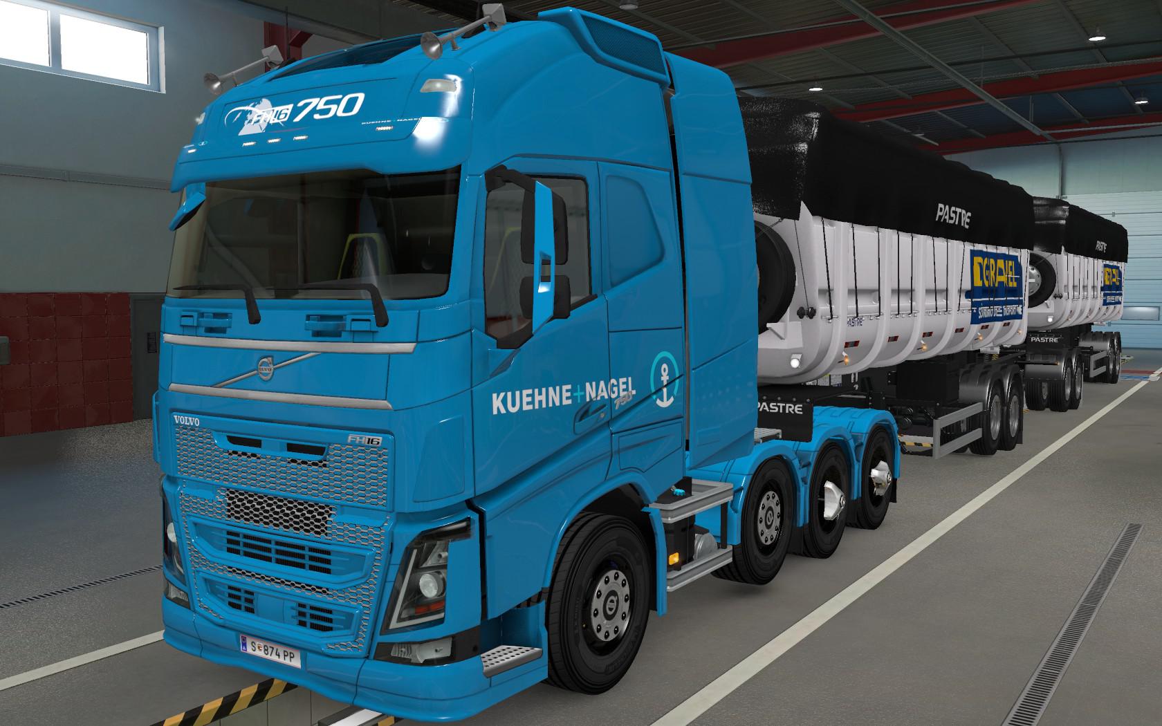 ETS2 - Volvo FH16 2012 8x4 Kuehne + Nagel Blue Skin (1.38.x)