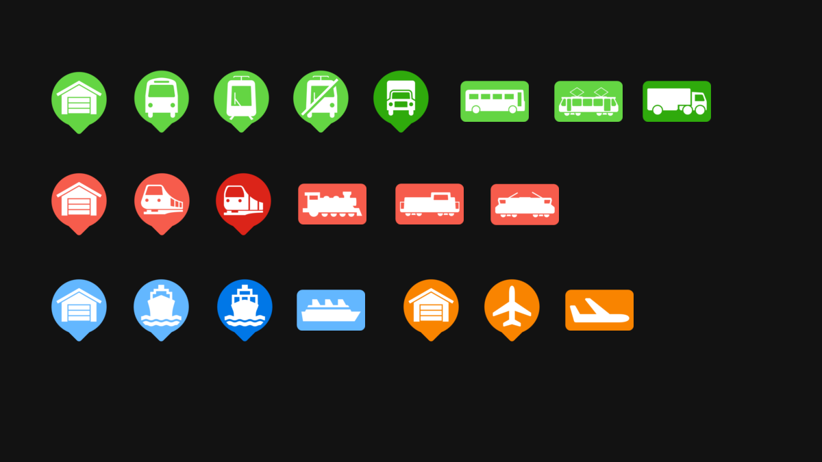 Transport Fever 2 - Icons Flat Design – Stations and Vehicles