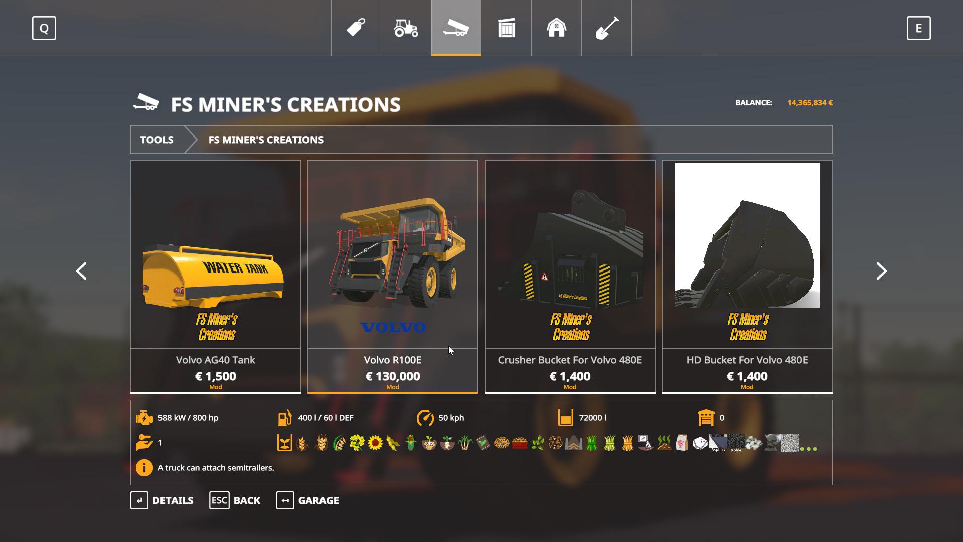 FS19 - Volvo R-100E Mining Truck V1.0