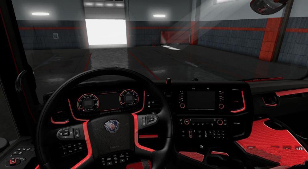 ETS2 - Scania 2016 Black and Red Interior V1.0 (1.36.x)