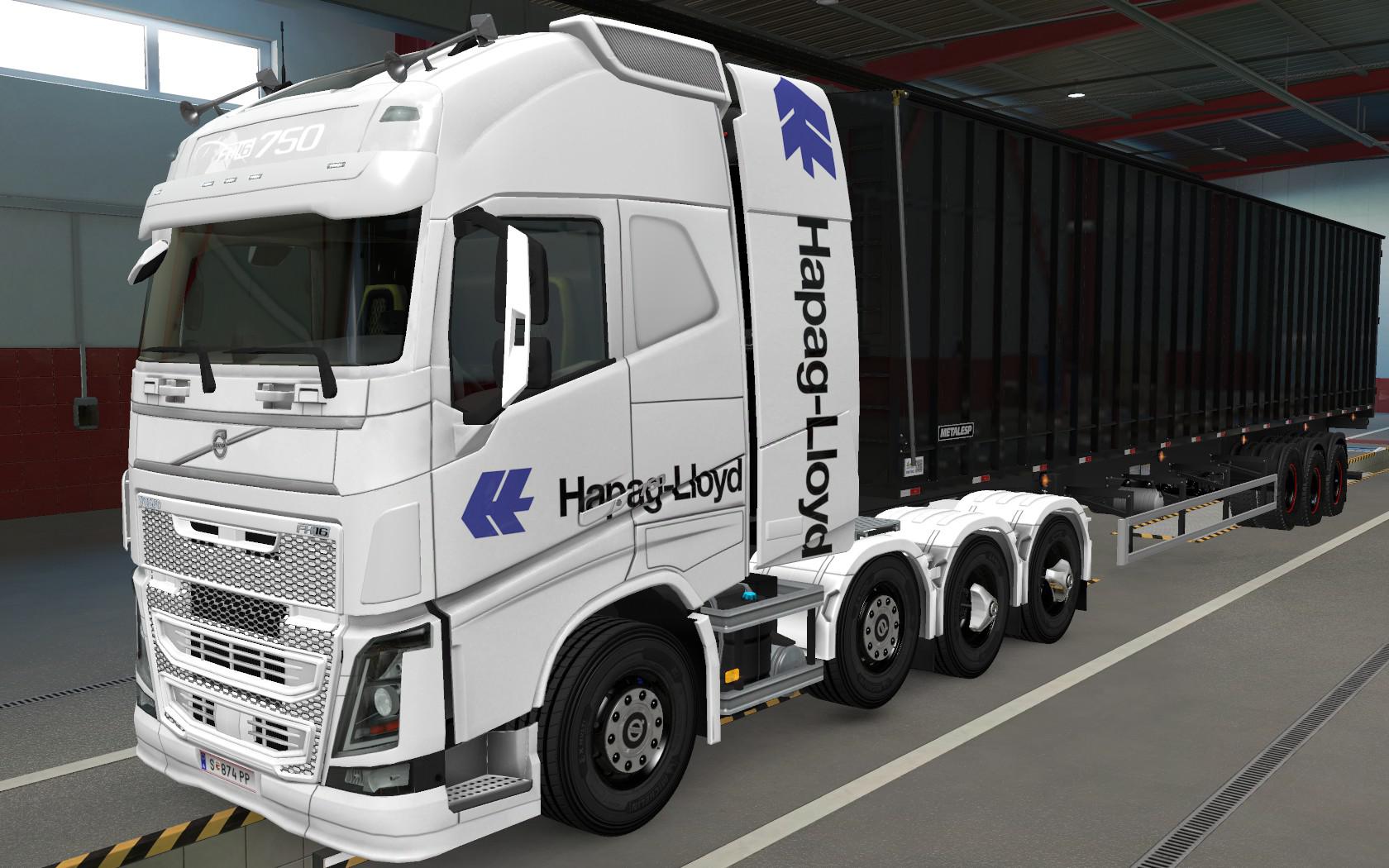 ETS2 - Volvo FH16 2012 8x4 Hapag Lloyd White Skin (1.39.x)
