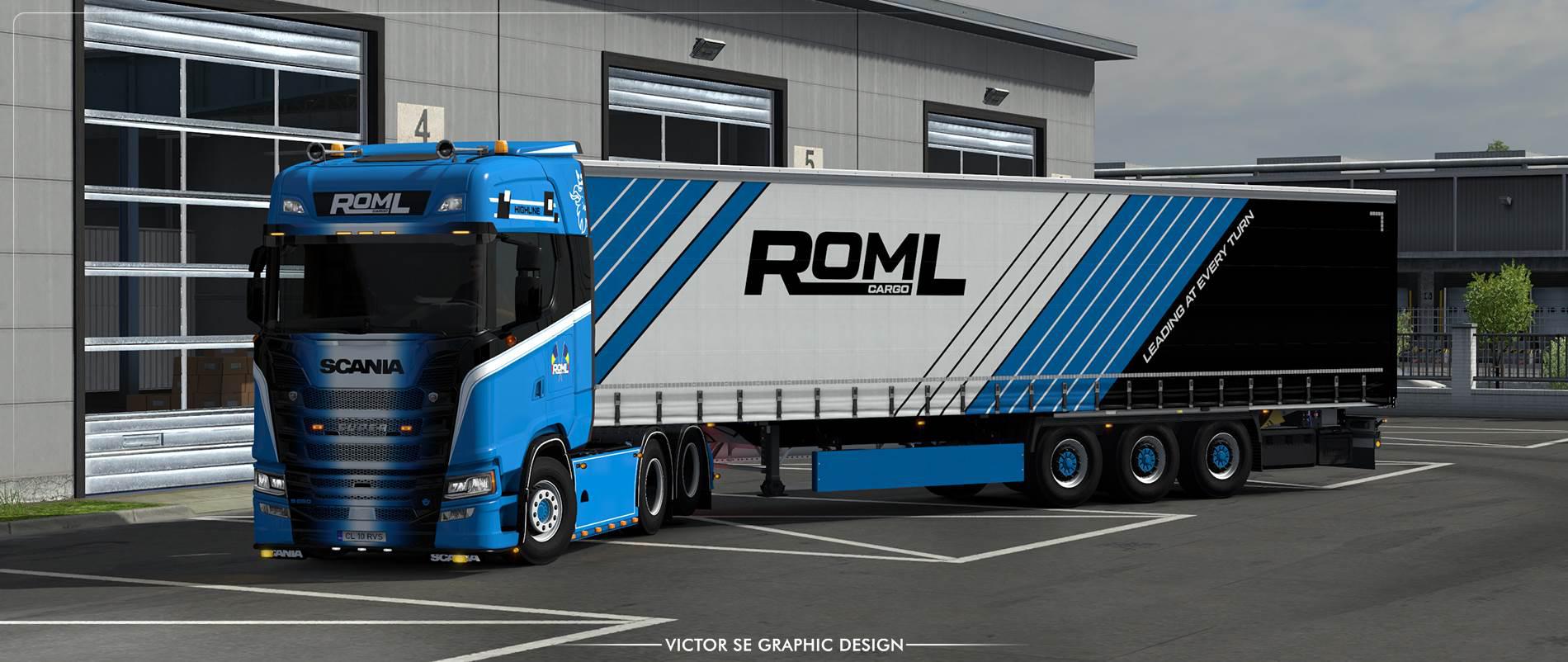 ETS2 - Roml Cargo Special Scania S 2016 and Krone Profiliner Skinpack V1.0 (1.36.x)