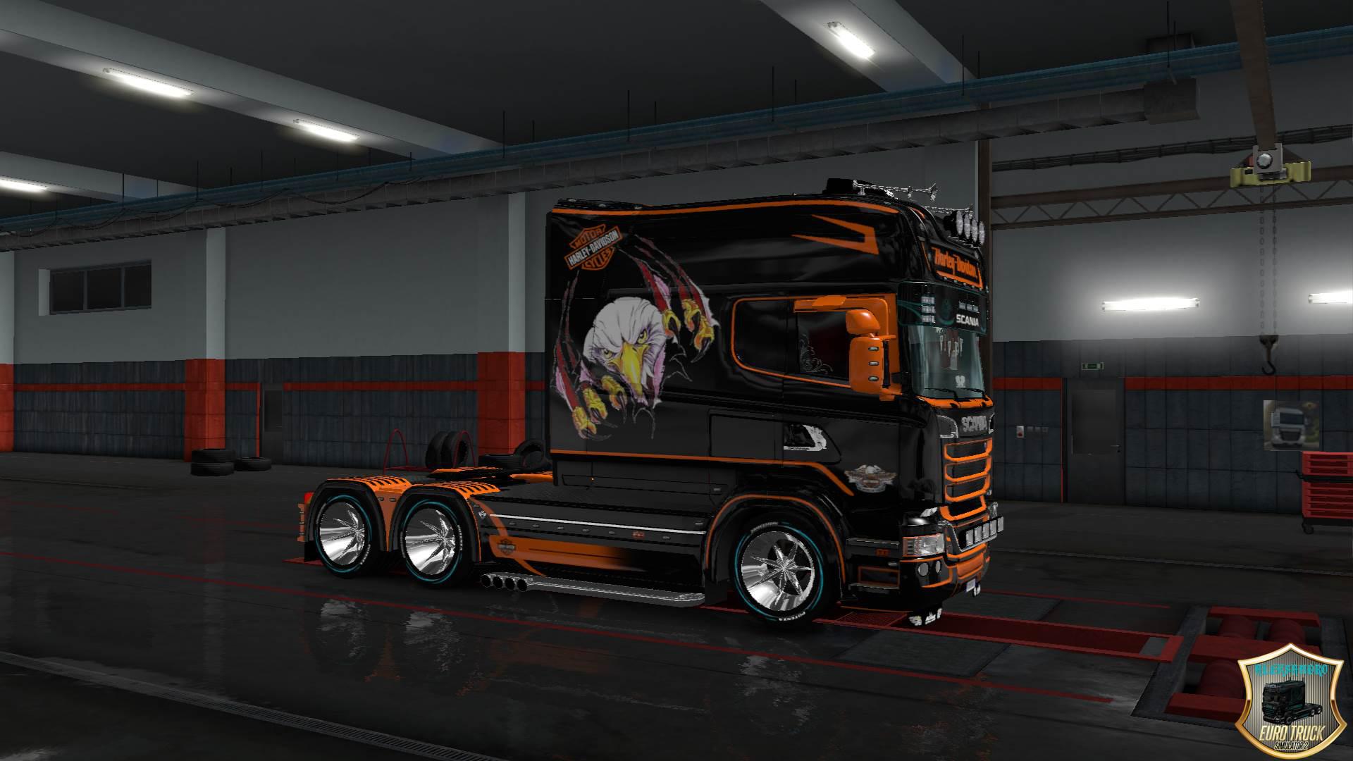 ETS2 - Scania RS, T Longline Harley Davidson Skins V2.0 (1.35.X)