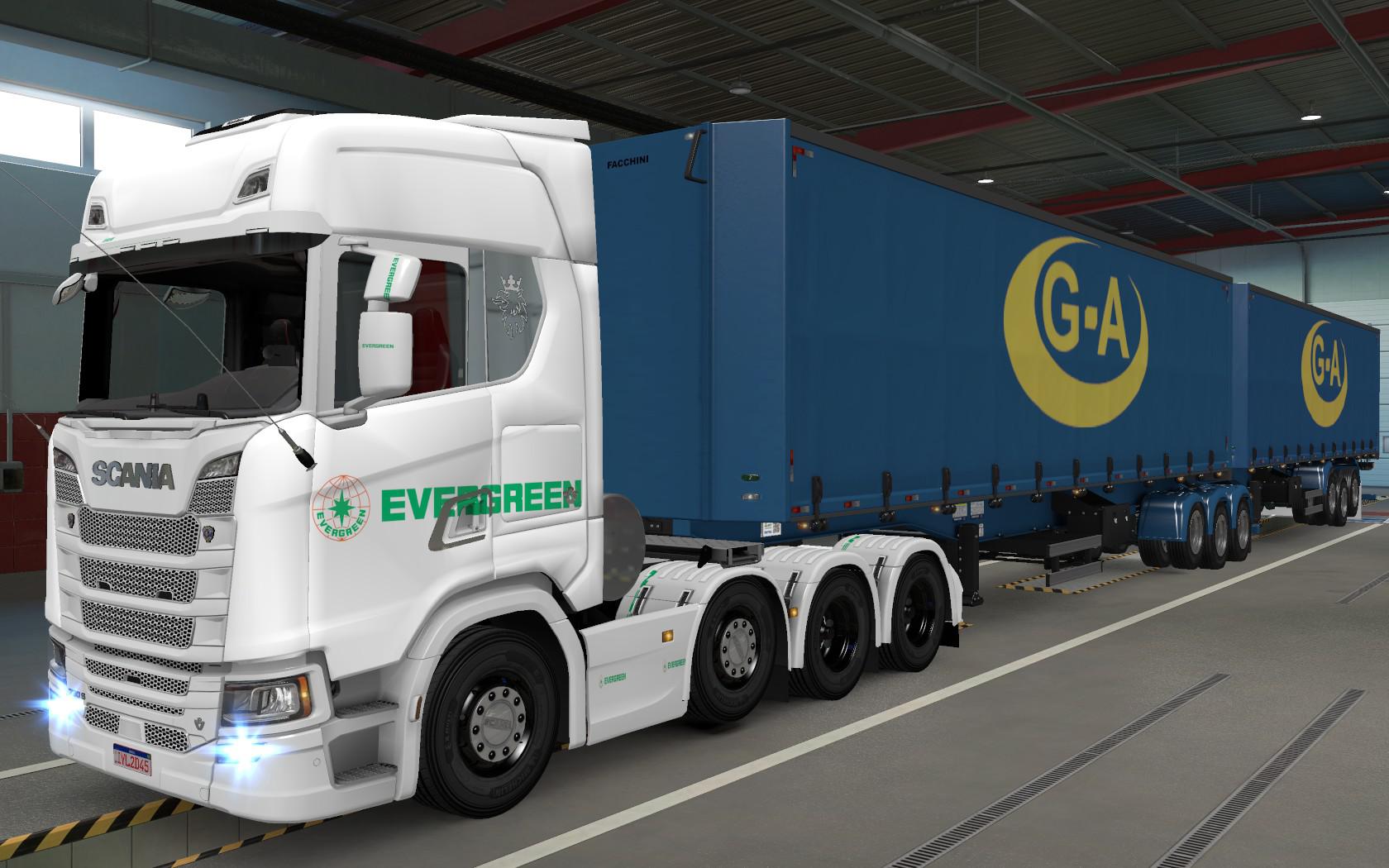 ETS2 - Scania S 2016 8x4 Evergreen White Skin (1.38.x)