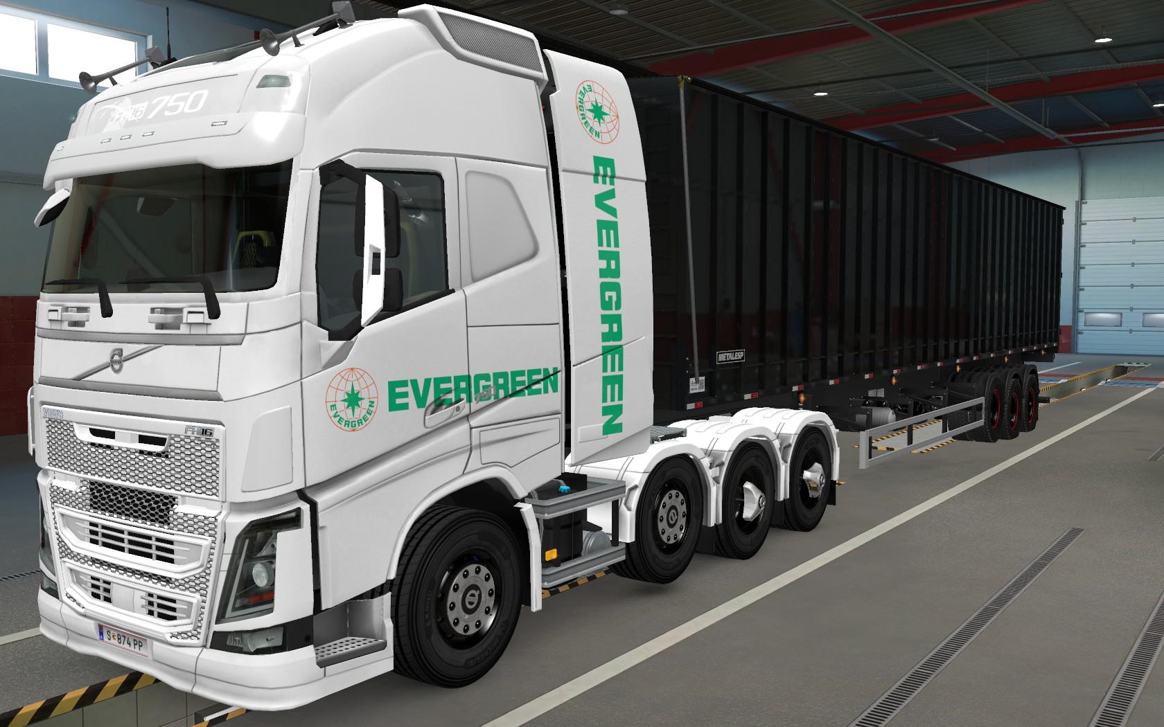 ETS2 - Volvo FH16 2012 8x4 Evergreen White Skin (1.39.x)
