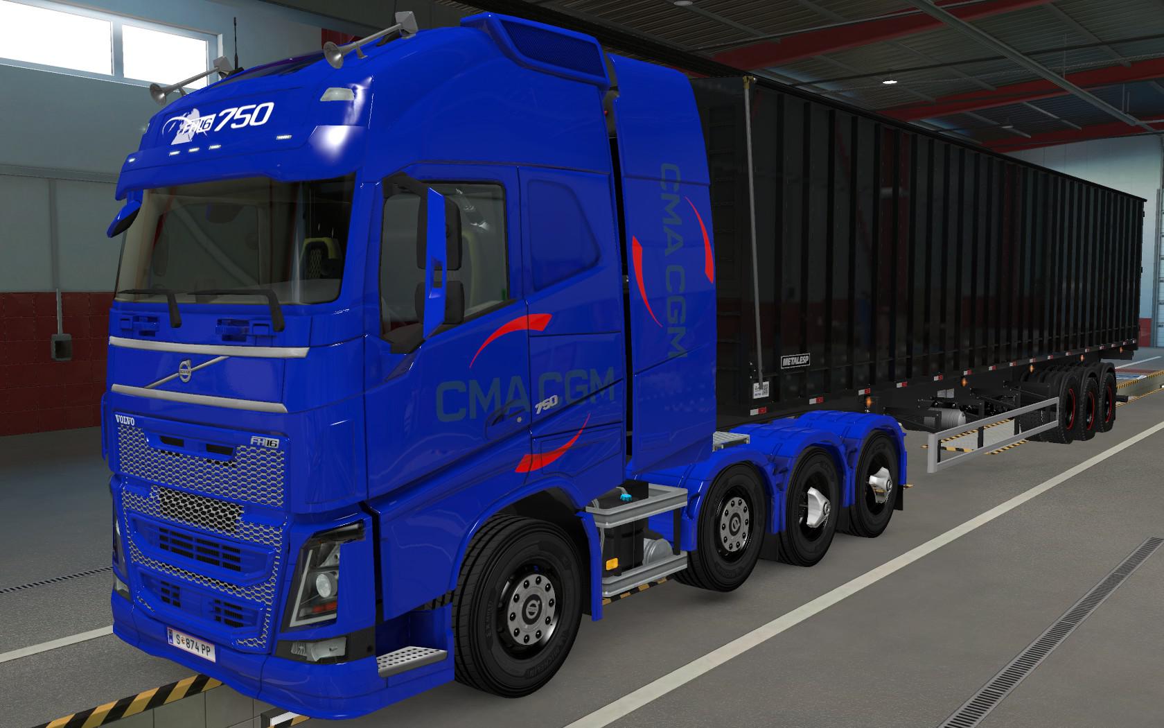 ETS2 - Volvo FH16 2012 8x4 Cma CGM Blue Skin (1.39.x)