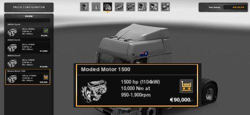 ETS2 -  All Trucks for 1500 HP Engine (1.36.x)