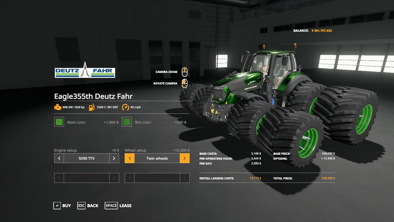 FS19 - Eagle355th Deutz-Fahr V1.0