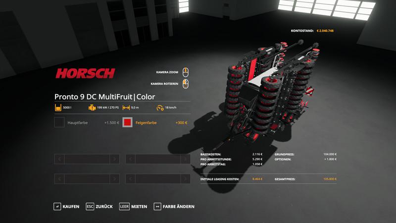 FS19 - Horsch Pronto 9DC - MultiFruit - MultiColor V1.3