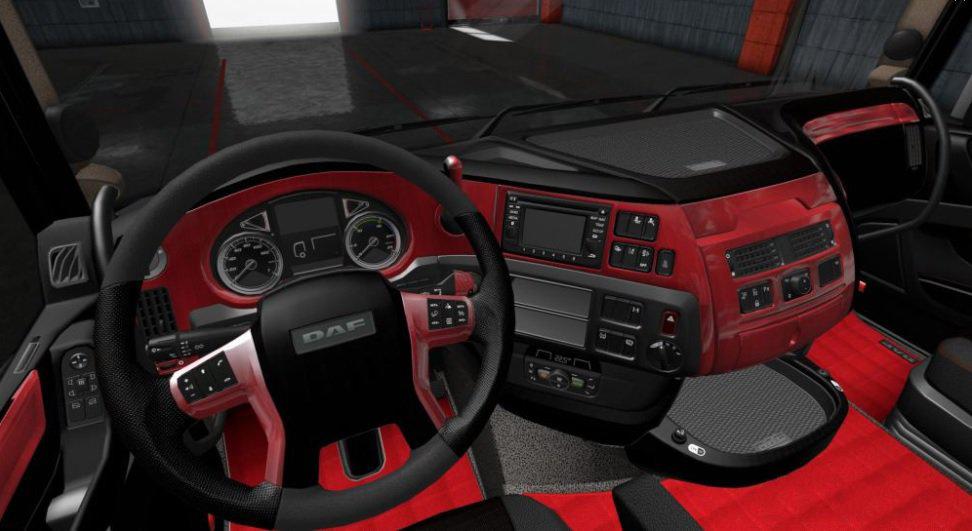 ETS2 - Daf E6 Red Wood Interior (1.36.x)