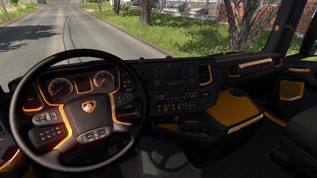 ETS2 - Scania Black - Orange Interior V1.0 (1.39.x)