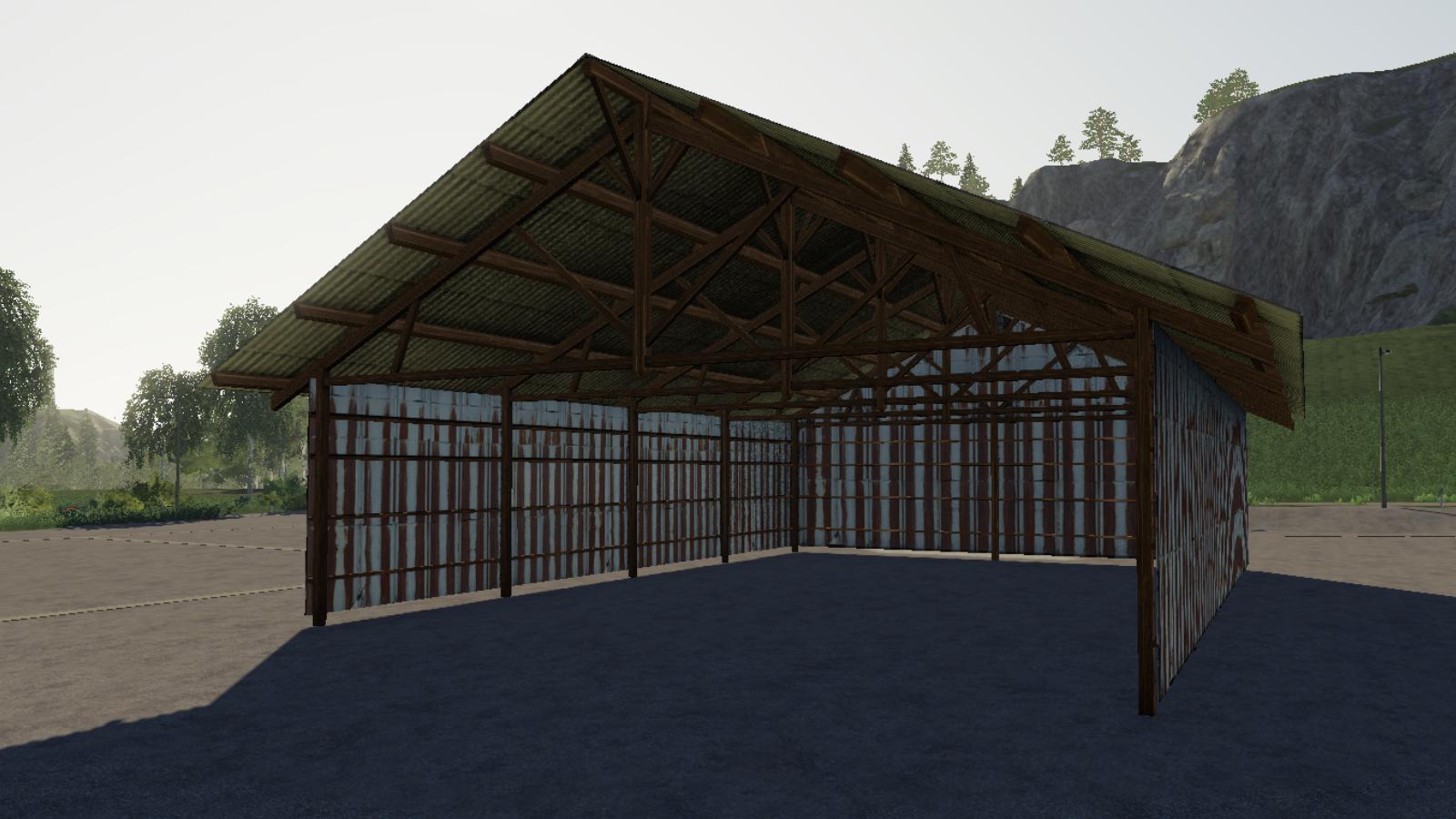 FS19 - Placeable Hangar Bois Metal V1.0