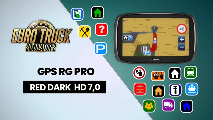ETS2 - GPS RG Pro Red Dark HD V7.0 (1.40.x)