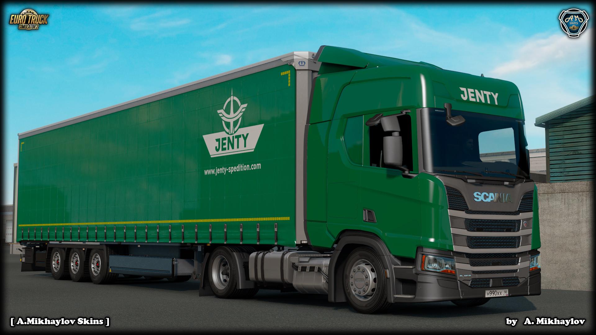 ETS2 - Scania R Highline Jenty Green Combo Skin V1.0 (1.36.x)