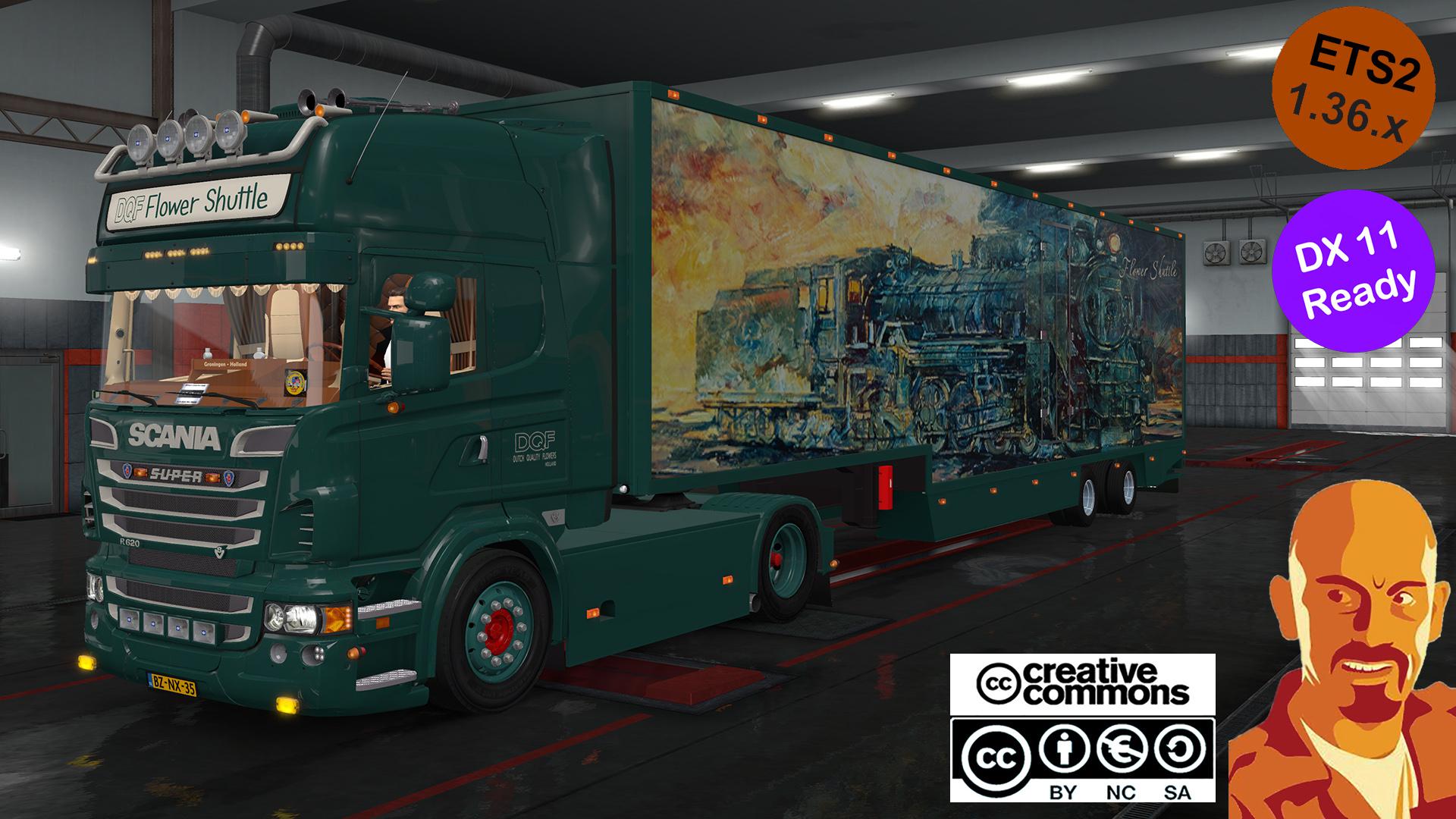 ETS2 - Scania Dqf Flower Shuttle + Trailer (1.36.x)