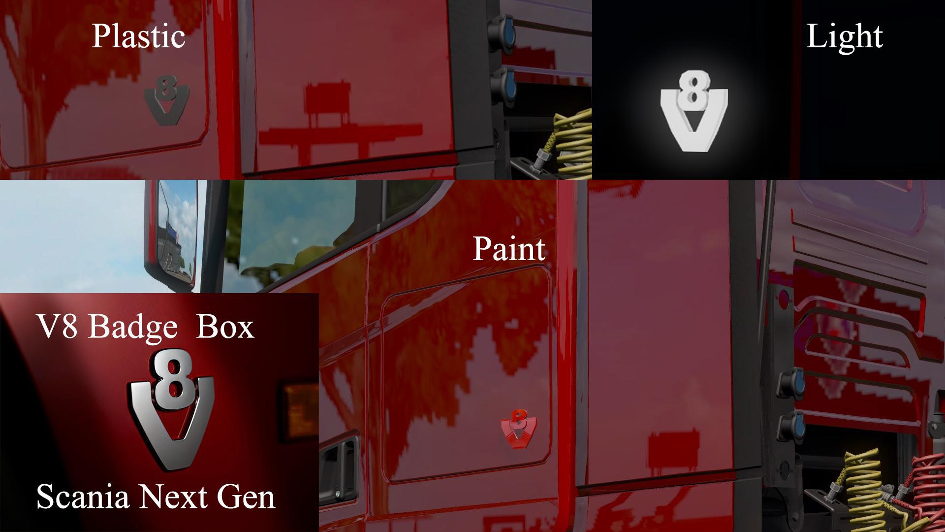 ETS2 - Scania Next Generation V8 Badges Box V1.2 (1.38.x)