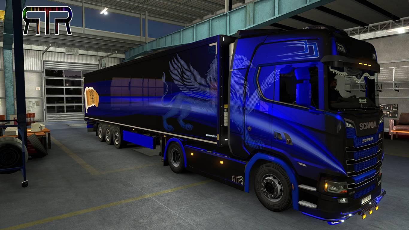 ETS2 - Griffin Combo Blue for Scania Next Gen and Krone Coolliner v1.0 (1.35.X)